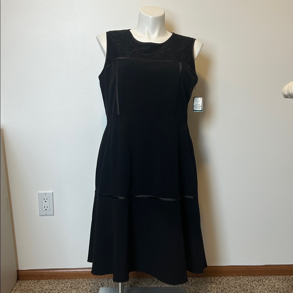 NEW NWT Nine West LBD Black Sleeveless Fit & Flare Dress Size 16